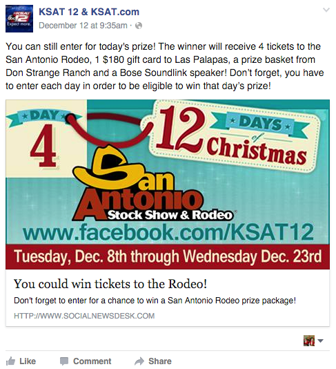 12 Days of Prizes. Great idea from KSAT.